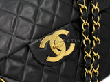 Chanel 1993 Vintage Black Maxi Classic Flap Bag 24k GHW FTD