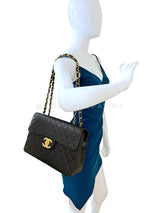 Chanel 1993 Vintage Black Maxi Classic Flap Bag 24k GHW FTD