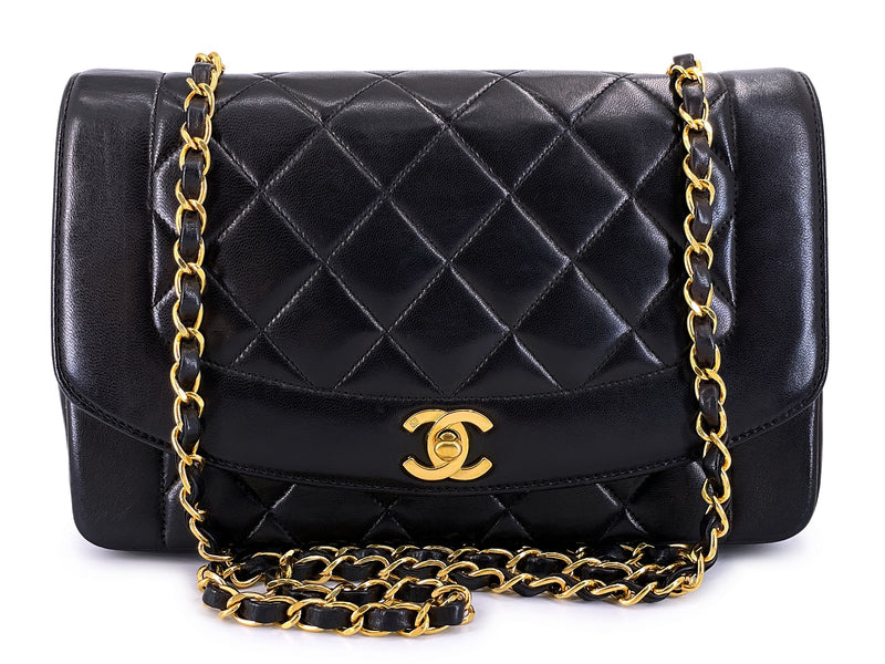 Chanel 1994 Vintage Black Medium Diana Flap Bag 24k GHW 21Z