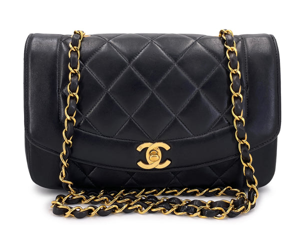 Chanel Small Diana Bag Vintage Black Lambskin 24k GHW Flap VTN