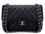 Chanel Black Caviar Jumbo Double Flap Bag SHW Classic