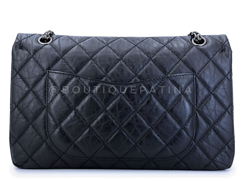 Pristine Chanel Black Aged Calfskin Reissue Large 227 2.55 Flap Bag RHW