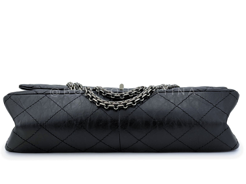 Pristine Chanel Black Aged Calfskin Reissue Large 227 2.55 Flap Bag RHW