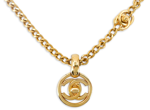 Chanel 97P Encircled Turnlock Necklace Medium 24k GHW
