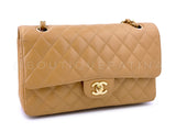 Chanel 2004 Vintage Caramel Beige Caviar Medium Classic Double Flap Bag 24k GHW 85Q
