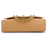 Chanel 2004 Vintage Caramel Beige Caviar Medium Classic Double Flap Bag 24k GHW 85Q