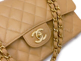 Chanel 2004 Vintage Caramel Beige Caviar Medium Classic Double Flap Bag 24k GHW 85Q