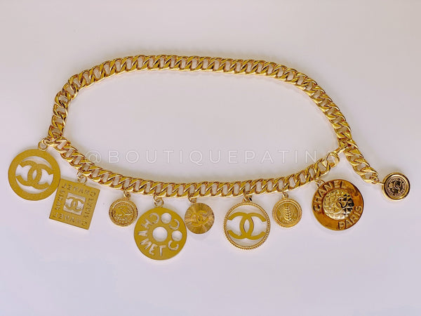 Chanel Vintage Rare Collection 28 Multi Charm Statement Chain Belt Necklace