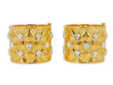 Chanel 21A Crystal and Pearl Quilted Cuff Bracelet Set of 2