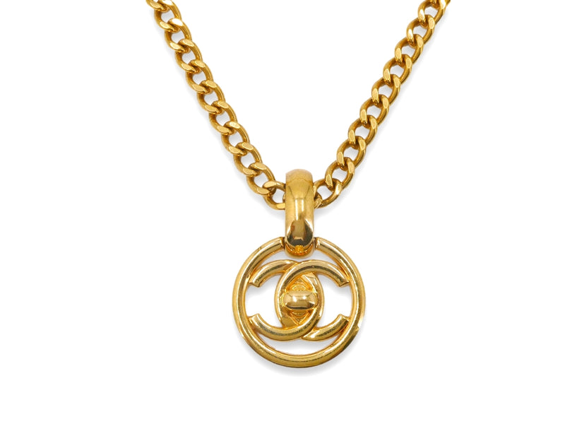 Chanel 97P Vintage Encircled CC Turnlock Necklace 24k GHW
