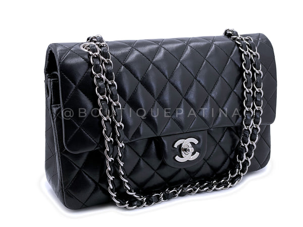 Chanel 2007 Vintage Black Medium Classic Double Flap Bag SHW Lambskin