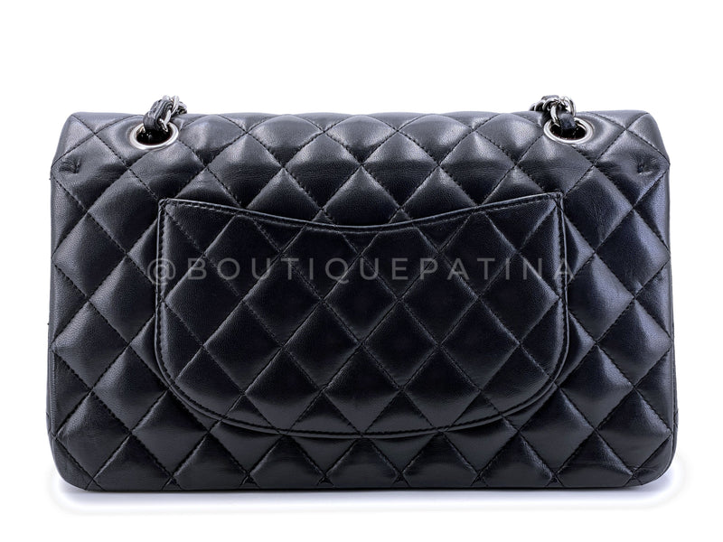 Chanel Medium Black Classic Double Flap Bag 2007 Vintage SHW Lambskin