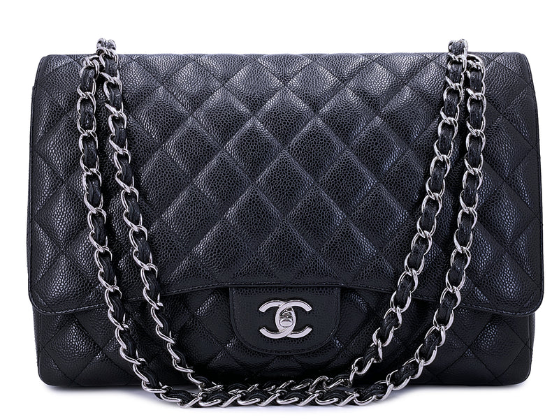 Chanel Black Caviar Maxi Flap Bag SHW Single WJF