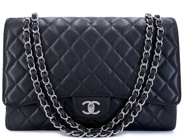 Chanel Black Caviar Maxi Flap Bag SHW Single WJF