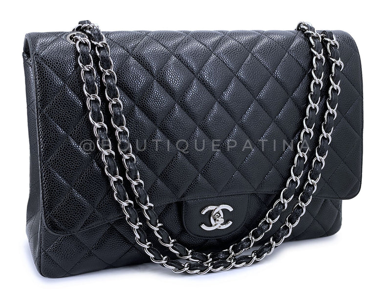 Chanel Black Caviar Maxi Flap Bag SHW Single WJF