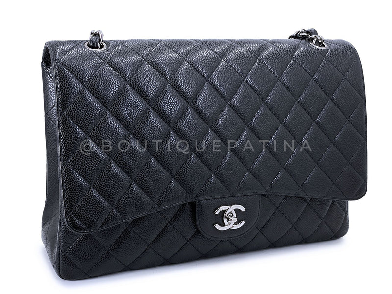 Chanel Black Caviar Maxi Flap Bag SHW Single WJF