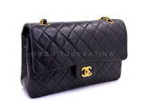 Chanel 1994 Vintage Black Medium Classic Double Flap Bag 24k GHW Lambskin 0O3