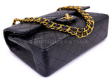 Chanel 1994 Vintage Black Medium Classic Double Flap Bag 24k GHW Lambskin 0O3