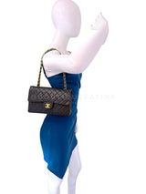 Chanel 1994 Vintage Black Medium Classic Double Flap Bag 24k GHW Lambskin 0O3