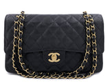 Chanel Vintage Caviar Medium Classic Flap Bag Black 24k GHW 2004 Double D3R