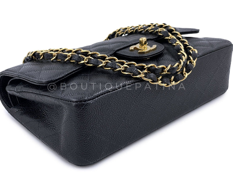 Chanel Vintage Caviar Medium Classic Flap Bag Black 24k GHW 2004 Double D3R