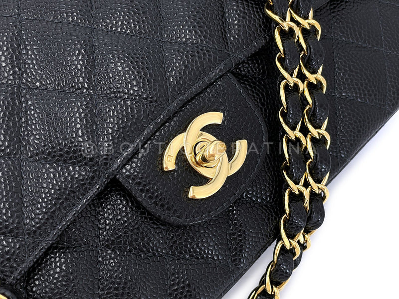 Chanel Vintage Caviar Medium Classic Flap Bag Black 24k GHW 2004 Double D3R