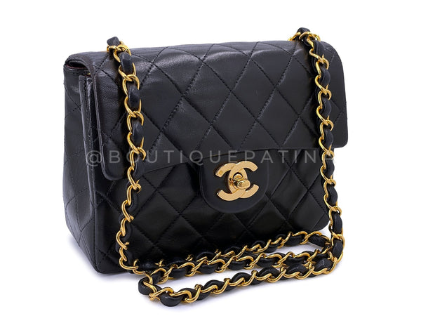 Chanel Vintage Square Mini Flap Bag Black 24k GHW Lambskin