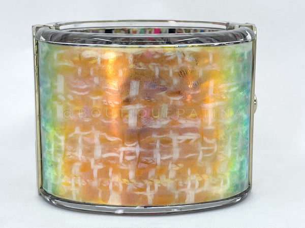 Chanel 2014 Supermarket Iridescent Holographic Resin CC Cuff Bracelet