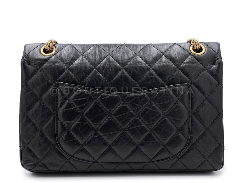 Chanel Vintage Classic Medium Flap Black Quilted Caviar Silver