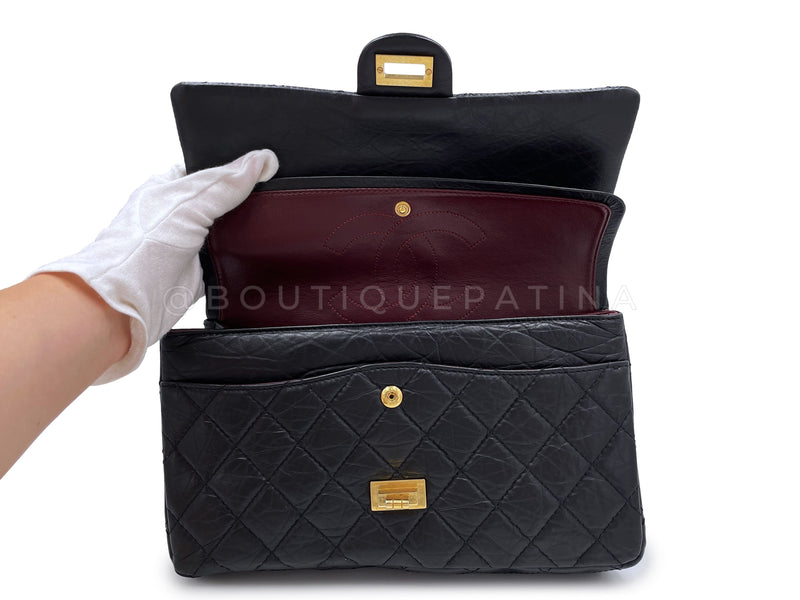 Chanel Black Lambskin 2.55 Reissue Medium Flap Bag with Gold