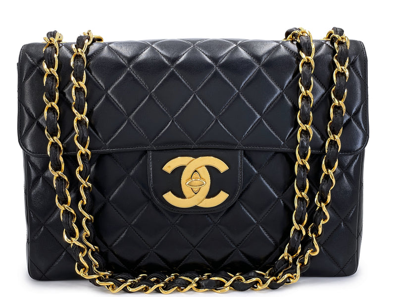 Chanel 1996 Vintage Jumbo Classic Flap Bag Black 24k GHW 3QC