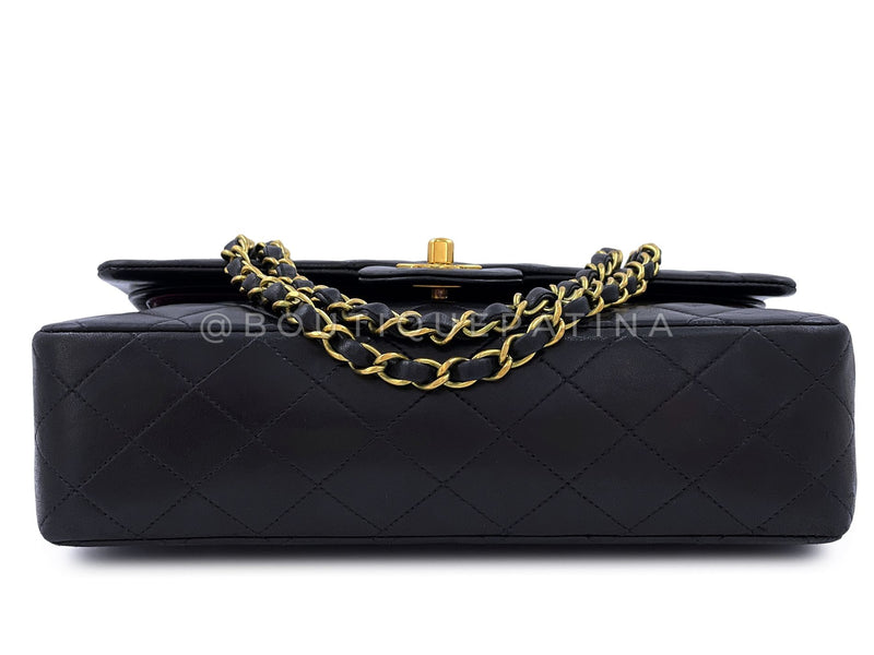 Chanel 1994 Vintage Black Medium Classic Double Flap Bag 24k GHW Lambskin 0O3