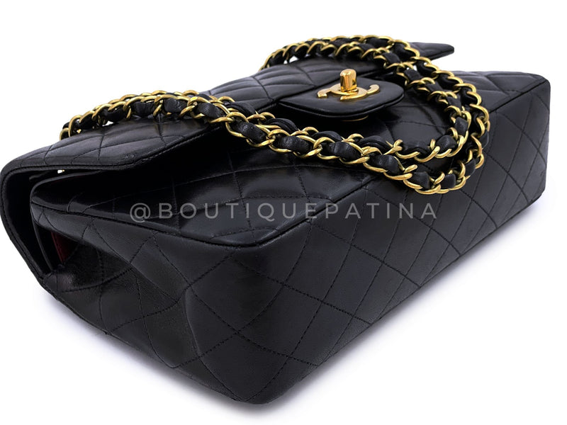 Chanel 1994 Vintage Black Medium Classic Double Flap Bag 24k GHW Lambskin 0O3