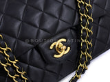 Chanel 1994 Vintage Black Medium Classic Double Flap Bag 24k GHW Lambskin 0O3