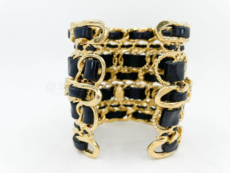 Rare Chanel Collection 26 Vintage Stacked Woven Chain Cuff Bracelet