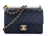 19S Chanel Chic Pearls Quilted Flap Bag Black GHW DJ9