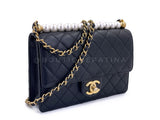 19S Chanel Chic Pearls Quilted Flap Bag Black GHW DJ9