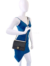 19S Chanel Chic Pearls Quilted Flap Bag Black GHW DJ9
