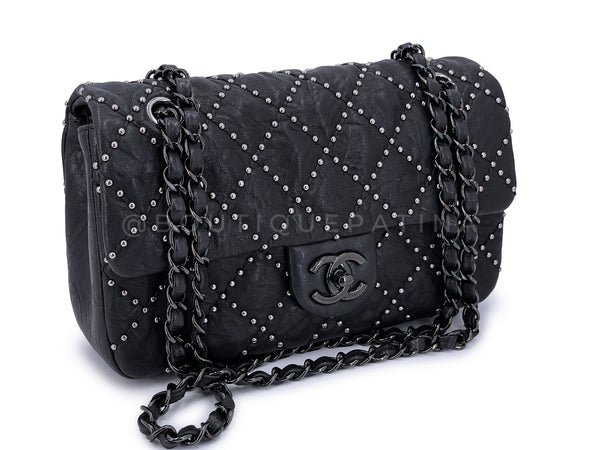 Chanel 2014 Paris Dallas Métiers d'Art Black Studded Medium Flap Bag