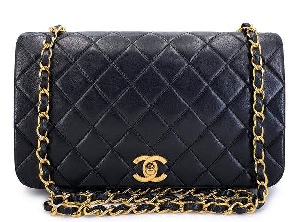 Chanel Vintage 1990 Black Lambskin Timeless Full Flap Bag 24k GHW XQF