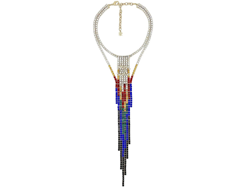 Chanel 19A Limited Crystal Mesh Rainbow Strass Necklace Multicolor Paris-New York 1VH