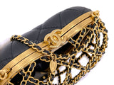 Chanel Heart Minaudière Bag 23S Caged Evening Clutch Gold Black NIB