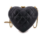 Chanel Heart Minaudière Bag 23S Caged Evening Clutch Gold Black NIB
