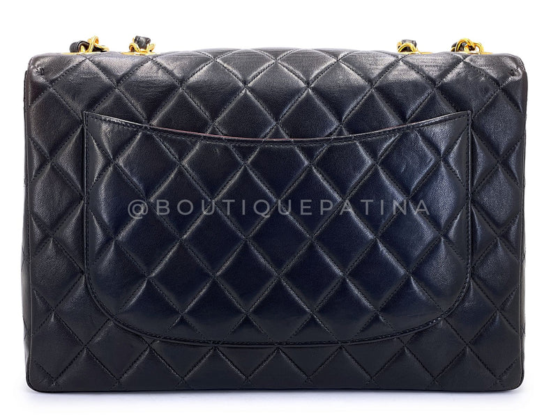 Chanel 1996 Vintage Black Jumbo Classic Flap Bag 24k GHW Lambskin  3QC