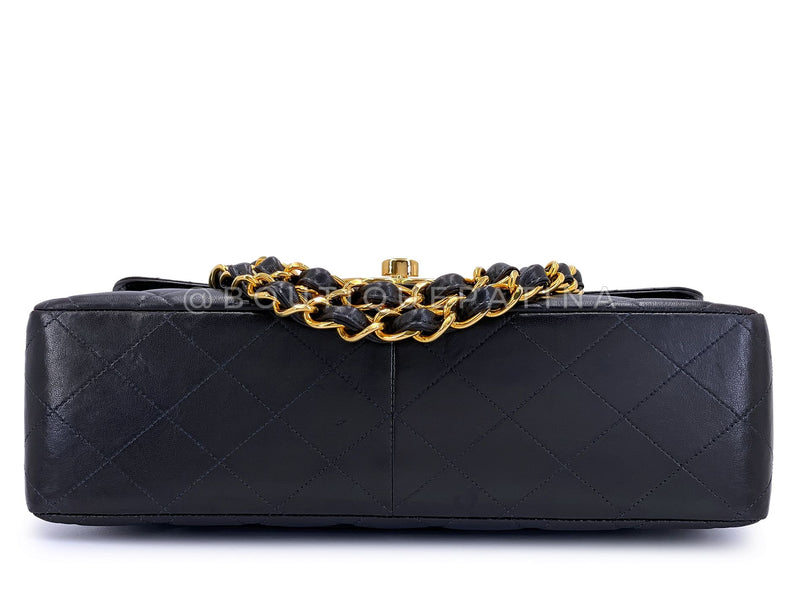Chanel 1996 Vintage Black Jumbo Classic Flap Bag 24k GHW Lambskin  3QC