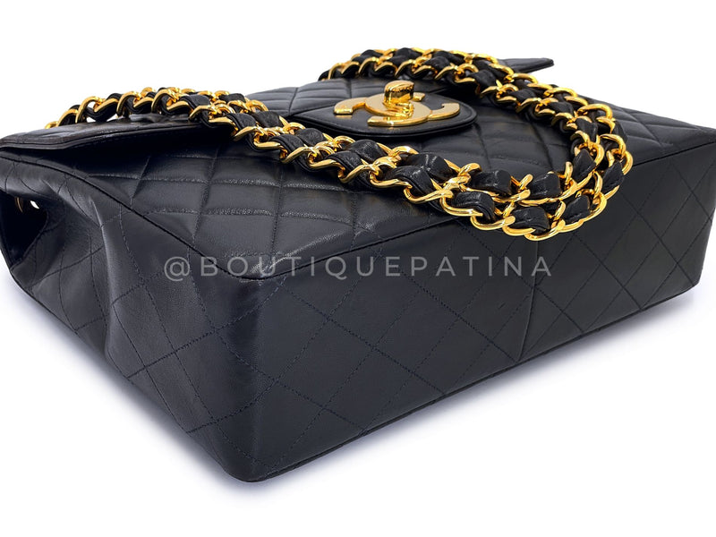 Chanel 1996 Vintage Black Jumbo Classic Flap Bag 24k GHW Lambskin  3QC