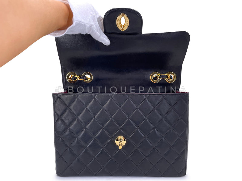 Chanel 1996 Vintage Black Jumbo Classic Flap Bag 24k GHW Lambskin  3QC