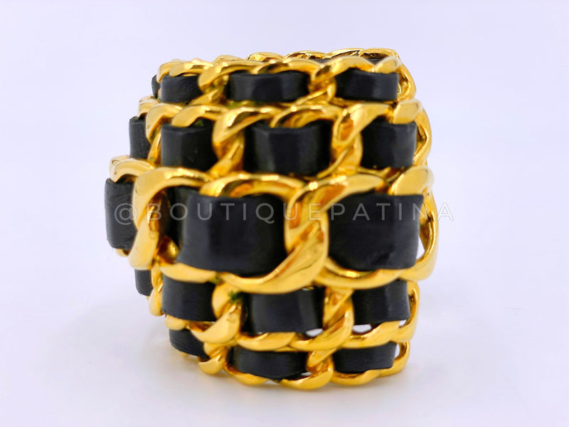 Chanel Collection 28 Vintage Stacked Woven Chain Cuff Bracelet