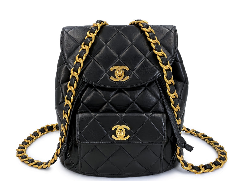 Chanel 1996 Vintage Black Lambskin Duma Backpack Bag 24k GHW CAR