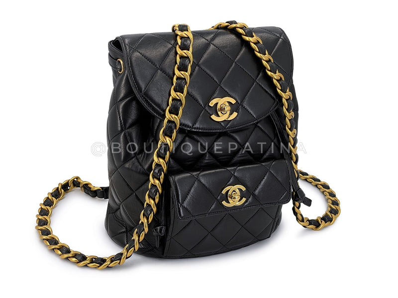 Chanel 1996 Vintage Black Lambskin Duma Backpack Bag 24k GHW CAR